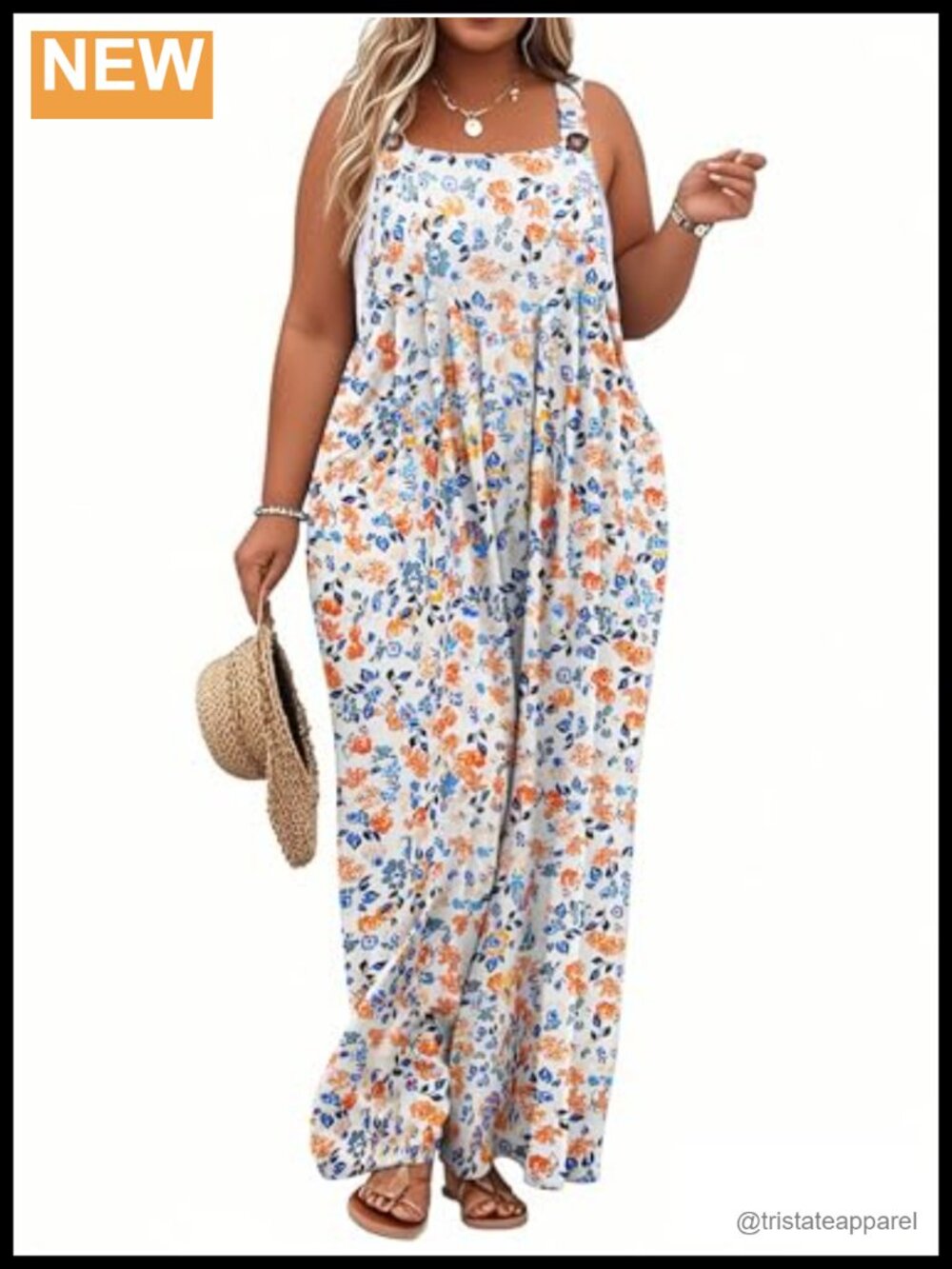 Plus Size Wide Leg Jumpsuit Overalls Sleeveless Romper Summer Outfit